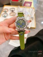 High Quality Replica AUDEMARS PIGUET Royal Oak Green rubber Strap Green Face Dial Diamond-Set Octagonal Stainless Steel Bezel Lady Watch 37mm